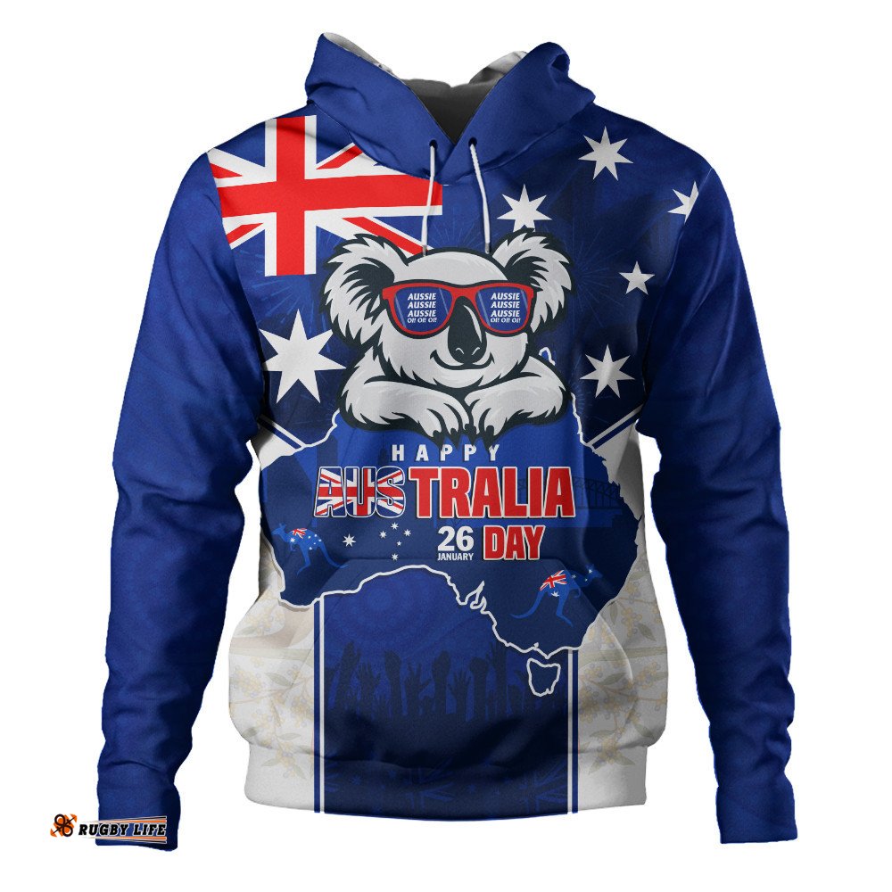 Australia Hoodie Australia Day Koala Spirit Blue Flag Celebration