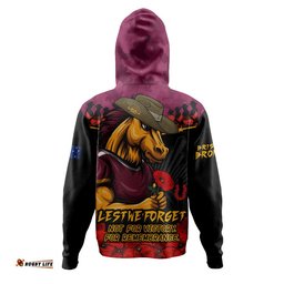 Brisbane Broncos Hoodie ANZAC Day Red Poppy And Brave Hearts Remembrance