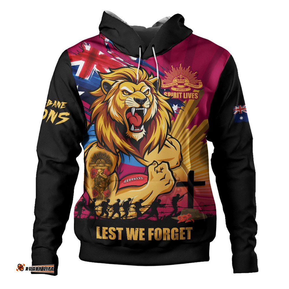 Brisbane Lions Hoodie ANZAC Day Honour And Football Legacy