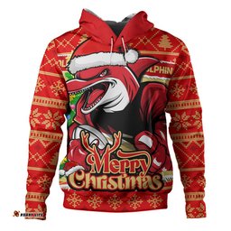 Redcliffe Dolphins Hoodie Merry Christmas Game Day Knit Style Team Edition