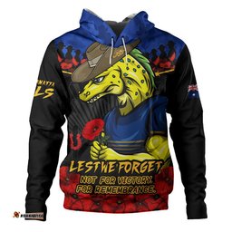 Parramatta Eels Hoodie ANZAC Day Red Poppy And Brave Hearts Remembrance