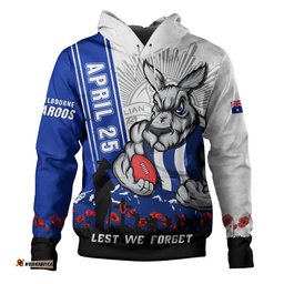 North Melbourne Hoodie Anzac Day Lest We Forget Memorial