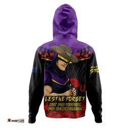 Melbourne Storm Hoodie ANZAC Day Red Poppy And Brave Hearts Remembrance