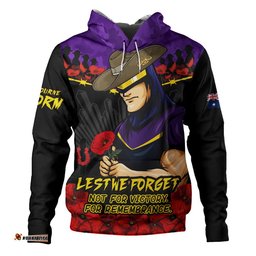 Melbourne Storm Hoodie ANZAC Day Red Poppy And Brave Hearts Remembrance