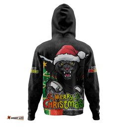 Penrith Panthers Hoodie Santa Scoring Touchdown On Christmas Game Day