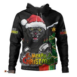 Penrith Panthers Hoodie Santa Scoring Touchdown On Christmas Game Day