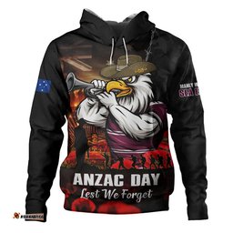 Manly Warringah Sea Eagles Hoodie Anzac Day Rising Dawn Ceremony Lest We Forget Courage