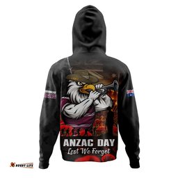 Manly Warringah Sea Eagles Hoodie Anzac Day Rising Dawn Ceremony Lest We Forget Courage