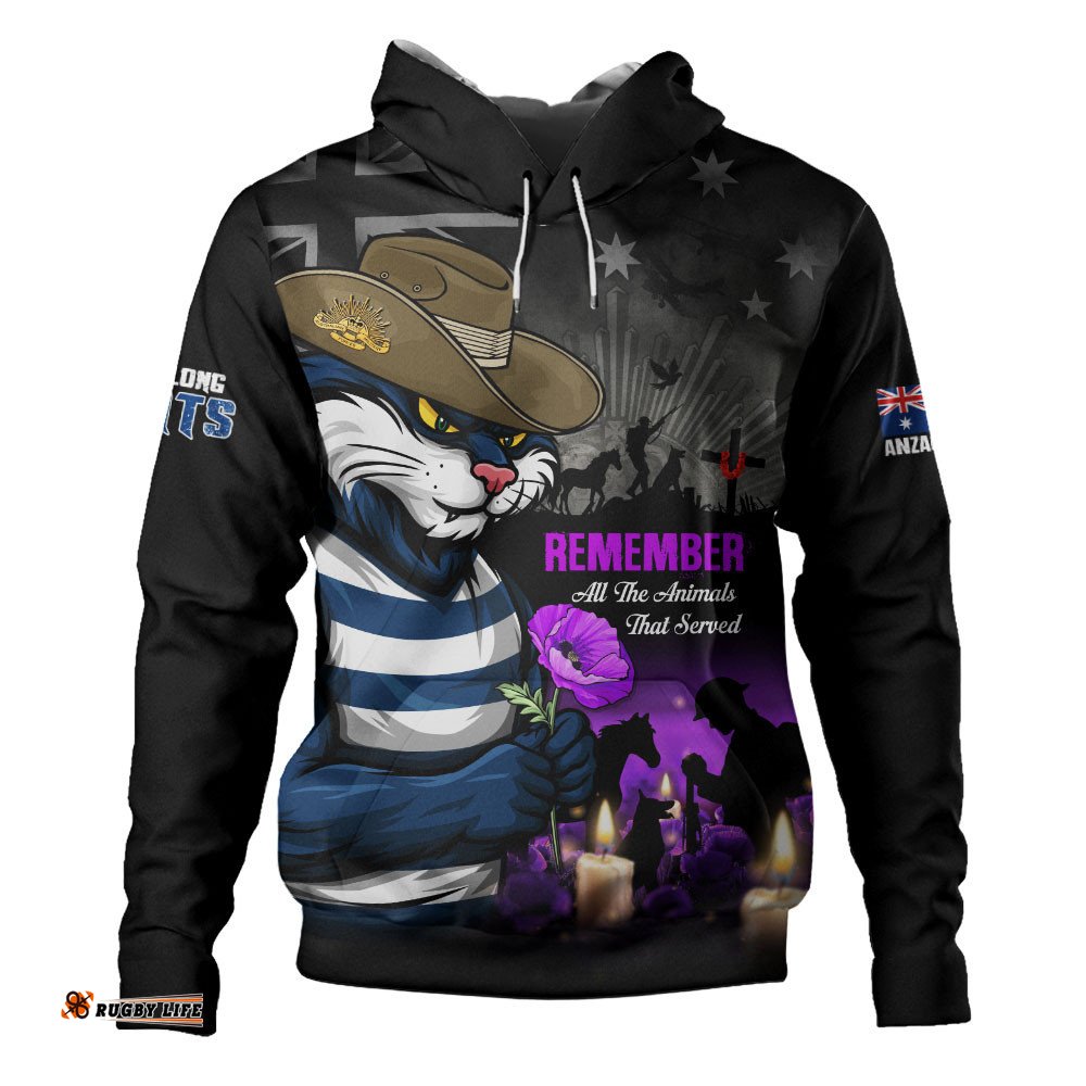Geelong Cats Hoodie Anzac Day In Memory Of Animals That Served