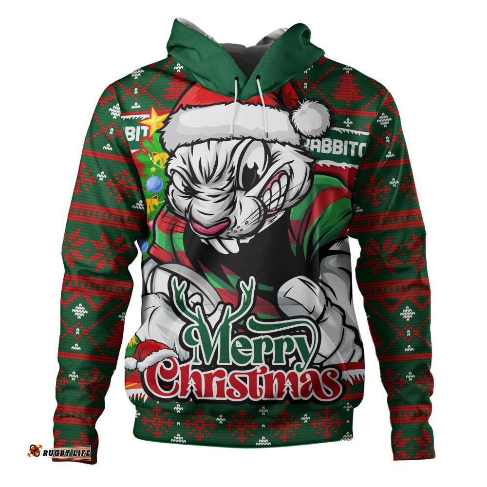 South Sydney Rabbitohs Hoodie Merry Christmas Game Day Knit Style Team Edition