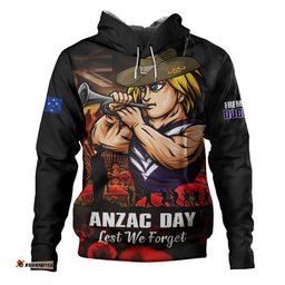 Fremantle Hoodie ANZAC Day Lest We Forget Red Poppy And Honor The Brave Tribute