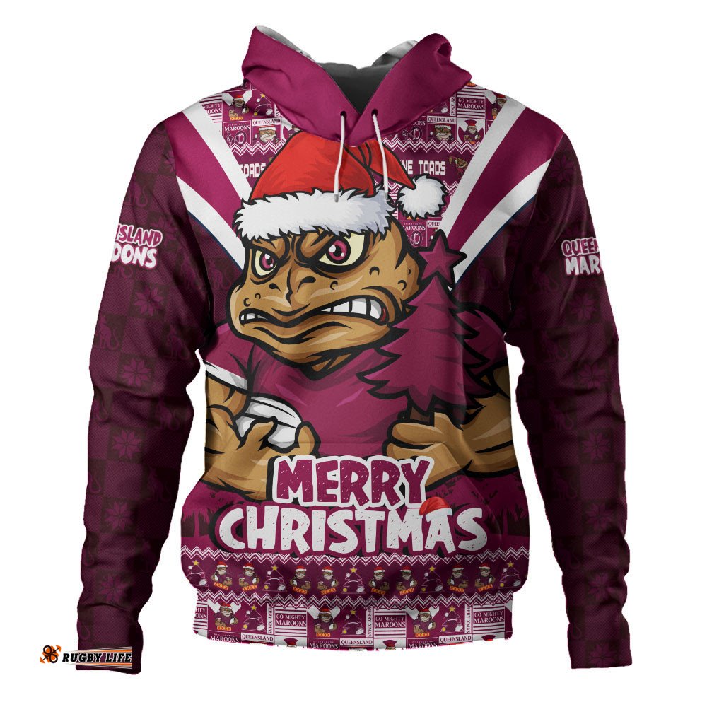 Queensland Maroons Hoodie Merry Christmas Festive Spirit Edition
