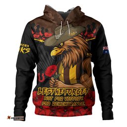 Hawthorn Hoodie ANZAC Day Not For Victory For Remembrance