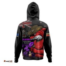 Redcliffe Dolphins Hoodie Anzac Day Purple Poppy And Animals That Served