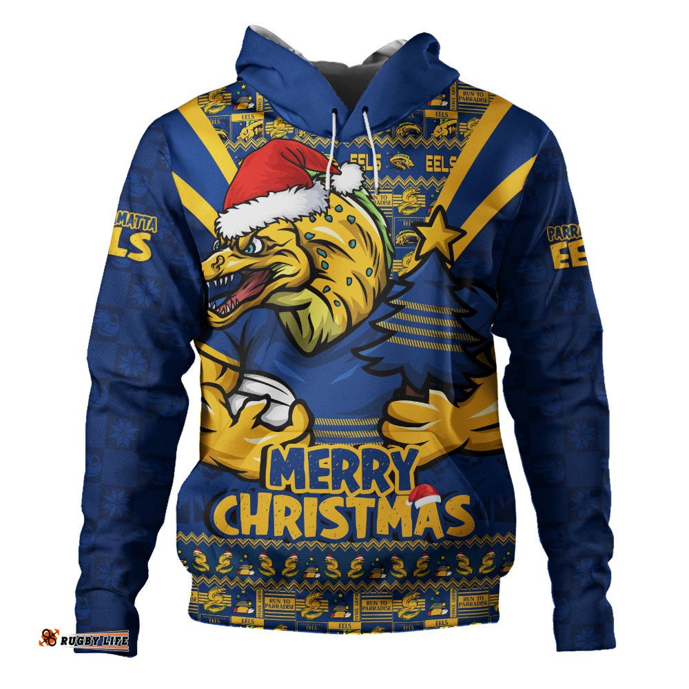 Parramatta Eels Hoodie Merry Christmas Festive Spirit Edition