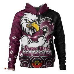 Manly Warringah Sea Eagles Hoodie NAIDOC Week 50 Years Of Deadly Indigenous Pattern