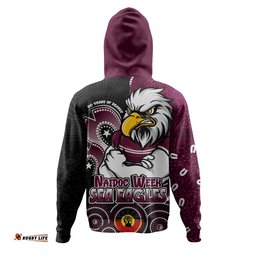 Manly Warringah Sea Eagles Hoodie NAIDOC Week 50 Years Of Deadly Indigenous Pattern