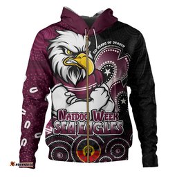 Manly Warringah Sea Eagles Hoodie NAIDOC Week 50 Years Of Deadly Indigenous Pattern