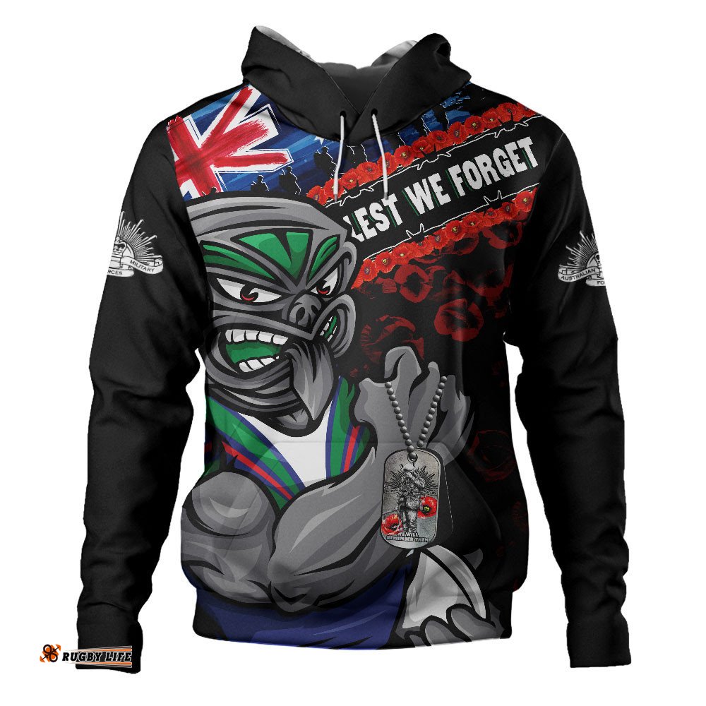 New Zealand Warriors Hoodie Anzac Remembrance Of The Fallen