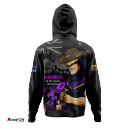 Melbourne Storm Hoodie Anzac Day Purple Poppy And Animals That Served