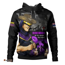Melbourne Storm Hoodie Anzac Day Purple Poppy And Animals That Served