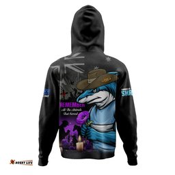Cronulla-Sutherland Sharks Hoodie Anzac Day Purple Poppy And Animals That Served