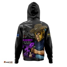Gold Coast Titans Hoodie Anzac Day Purple Poppy And Animals That Served