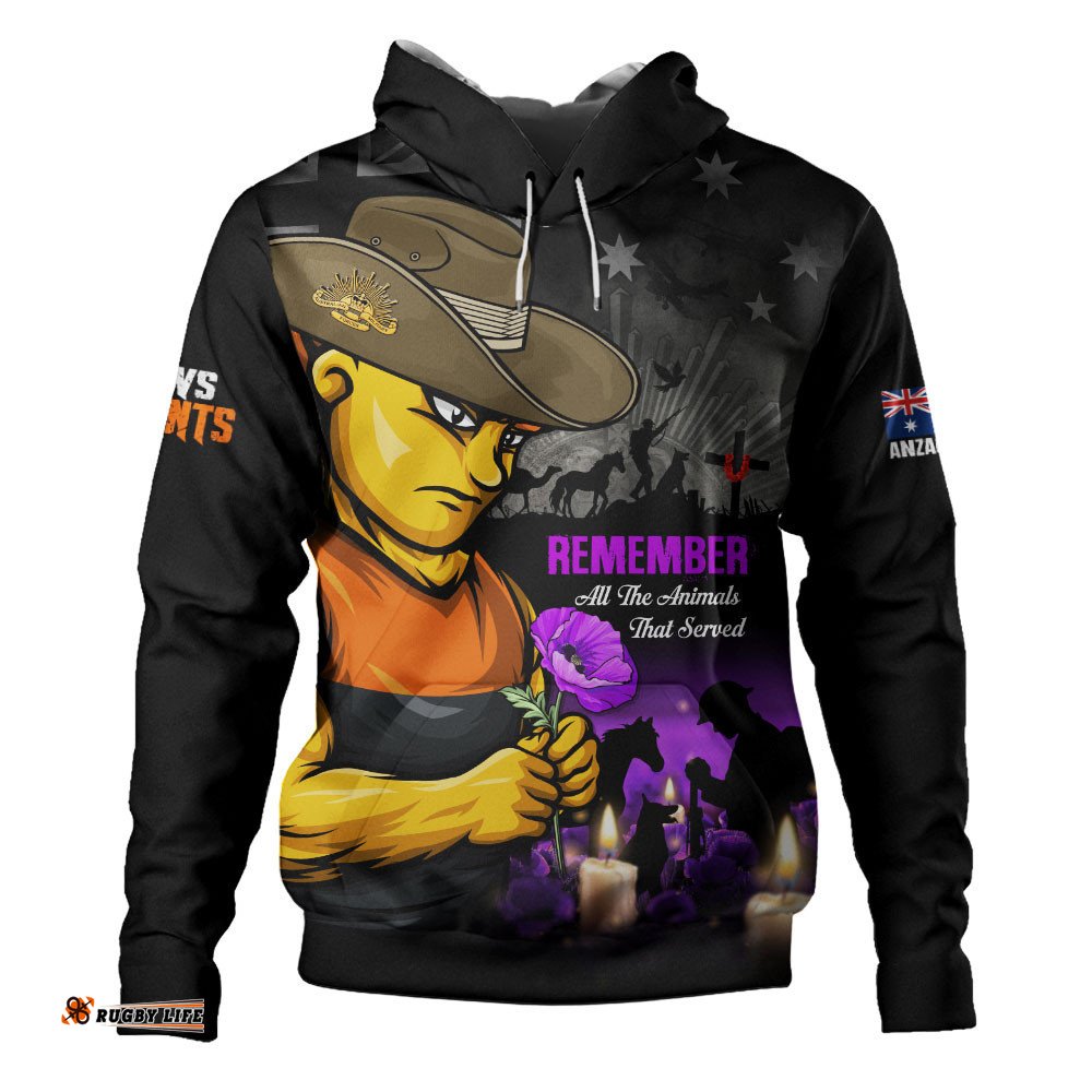 GWS GIANTS Hoodie Anzac Day In Memory Of Animals That Served