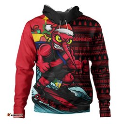 Essendon Hoodie Christmas Holiday Santa Rides The Waves