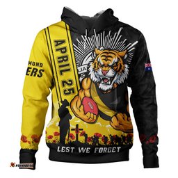 Richmond Hoodie Anzac Day Lest We Forget Memorial