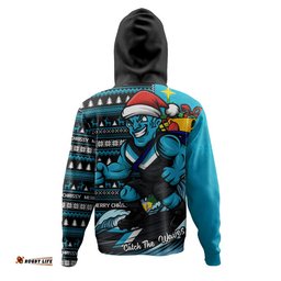 Port Adelaide Hoodie Christmas Holiday Santa Rides The Waves