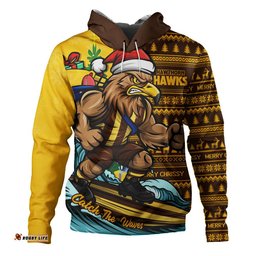 Hawthorn Hoodie Christmas Holiday Santa Rides The Waves