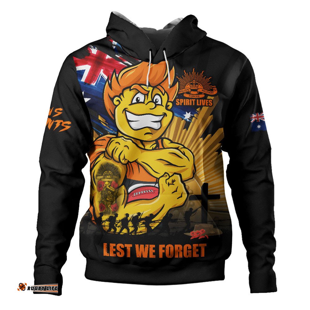 GWS GIANTS Hoodie ANZAC Day Honour And Football Legacy