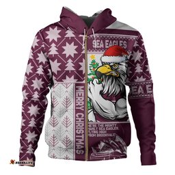 Manly Warringah Sea Eagles Hoodie Christmas Magic Knit Style Winter Glow