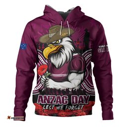 Manly Warringah Sea Eagles Hoodie Anzac Day Pride Of Service Eternal Memory