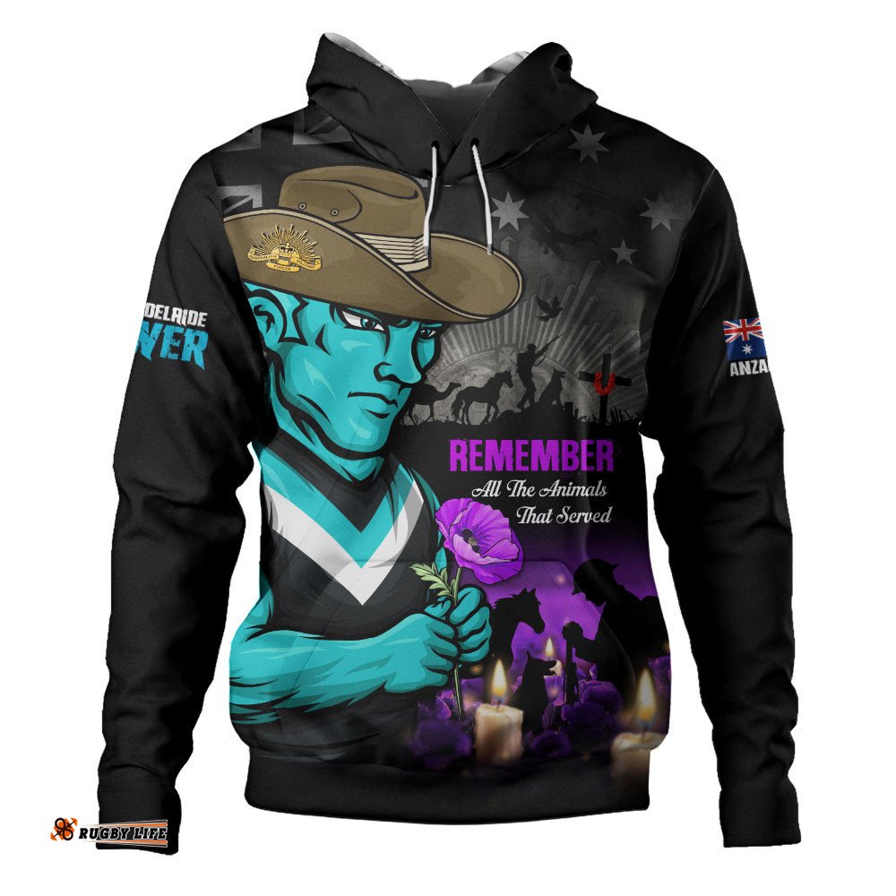 Port Adelaide Hoodie Anzac Day In Memory Of Animals That Served