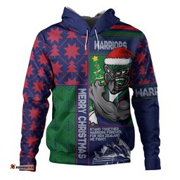 New Zealand Warriors Hoodie Christmas Magic Knit Style Winter Glow