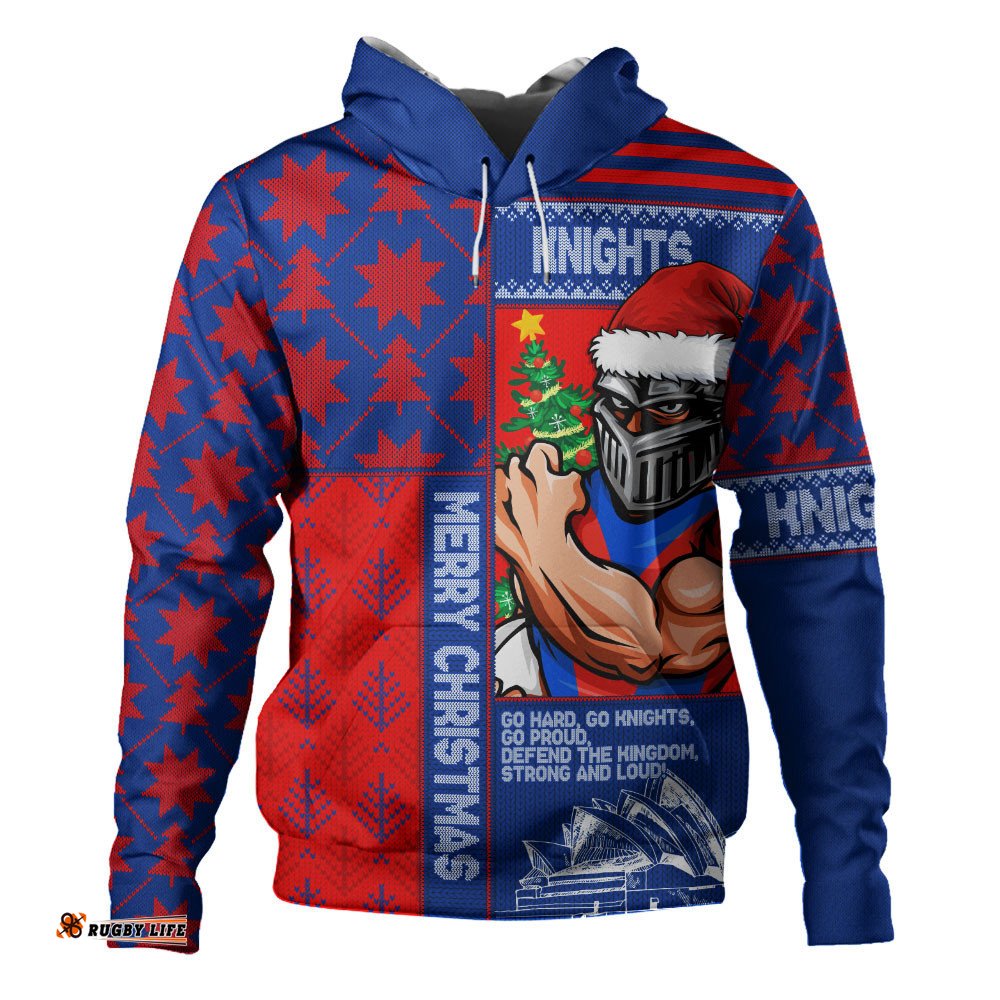 Newcastle Knights Hoodie Christmas Magic Knit Style Winter Glow