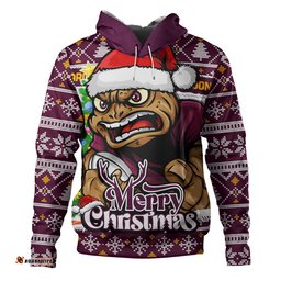 Queensland Maroons Hoodie Merry Christmas Game Day Knit Style Team Edition