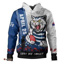 Geelong Cats Hoodie Anzac Day Lest We Forget Memorial