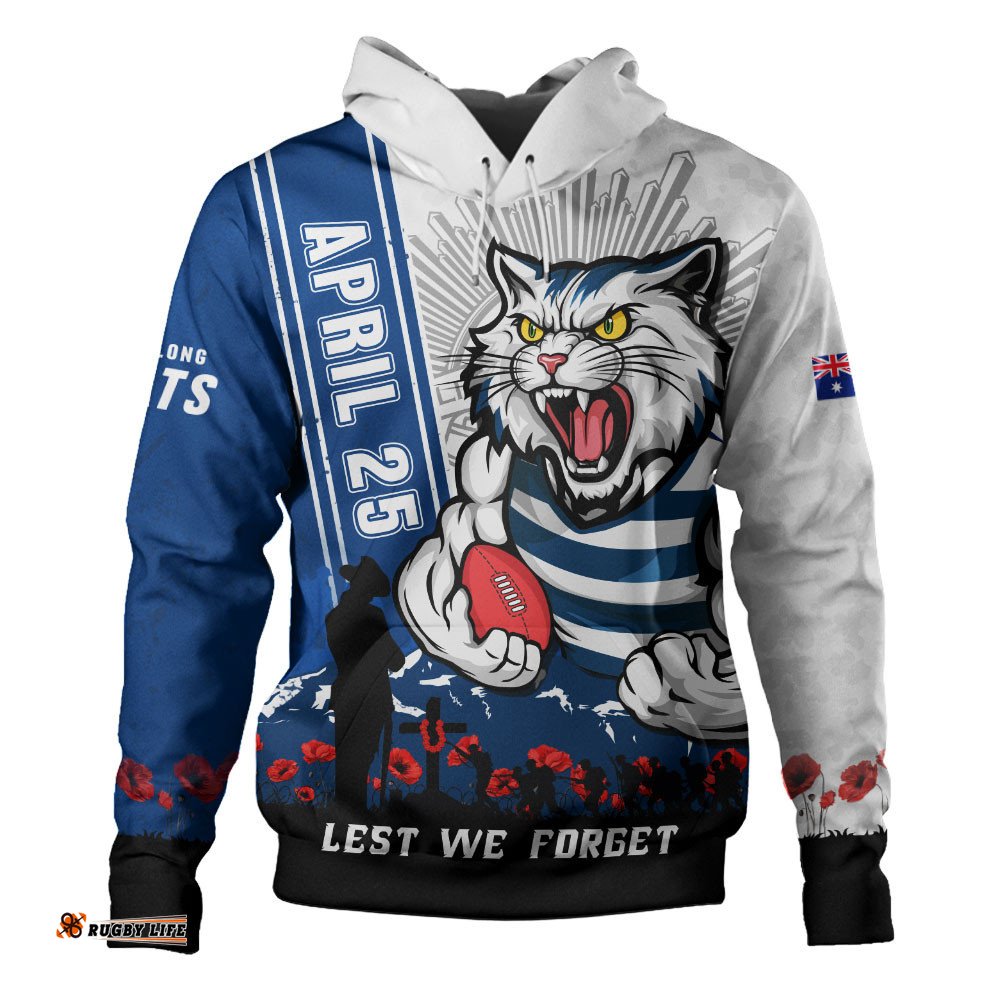 Geelong Cats Hoodie Anzac Day Lest We Forget Memorial