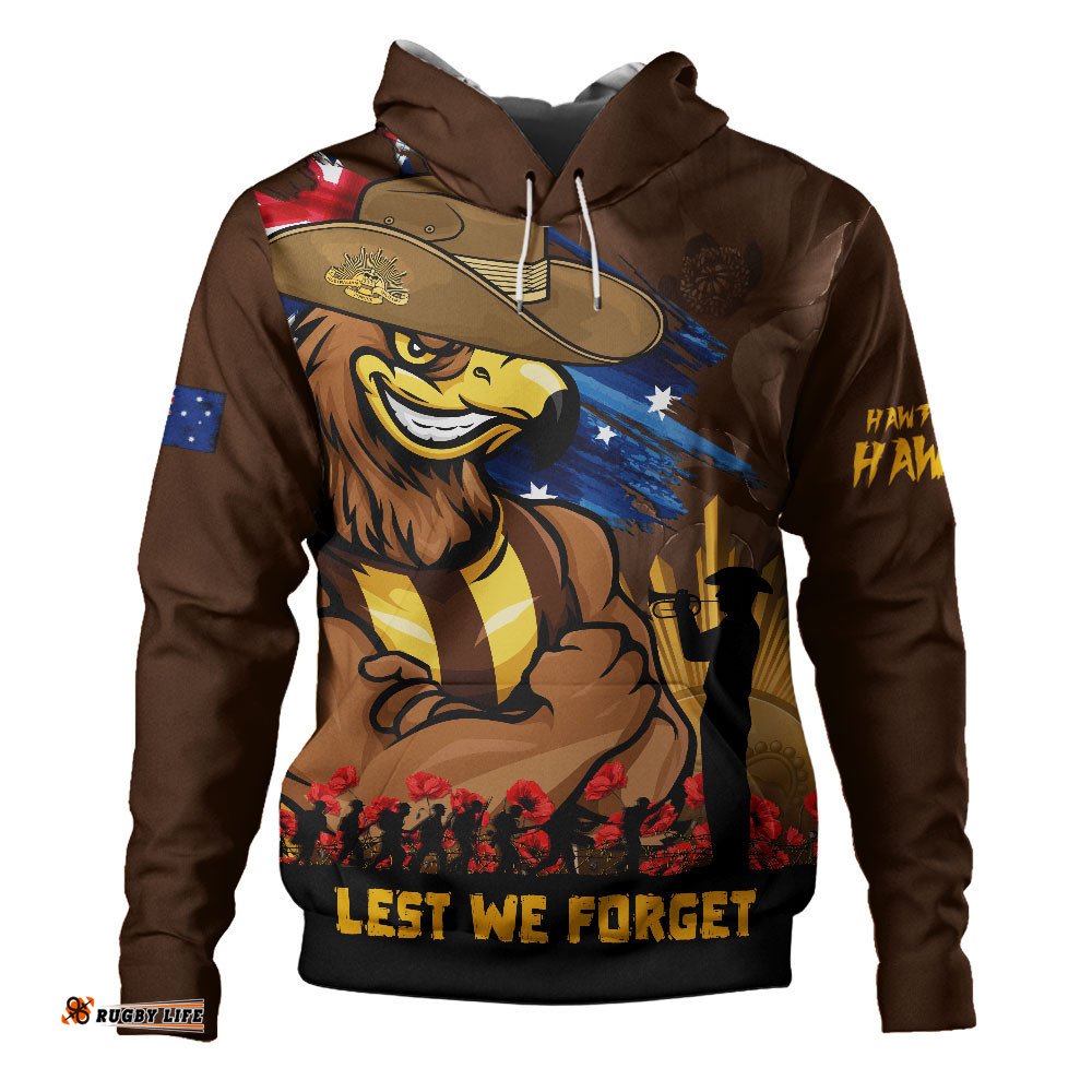 Hawthorn Hoodie ANZAC Inspired Football Fan Memorial Design