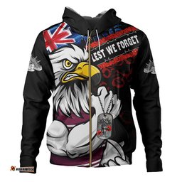 Manly Warringah Sea Eagles Hoodie Anzac Remembrance Of The Fallen