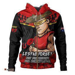 Gold Coast SUNS Hoodie ANZAC Day Not For Victory For Remembrance