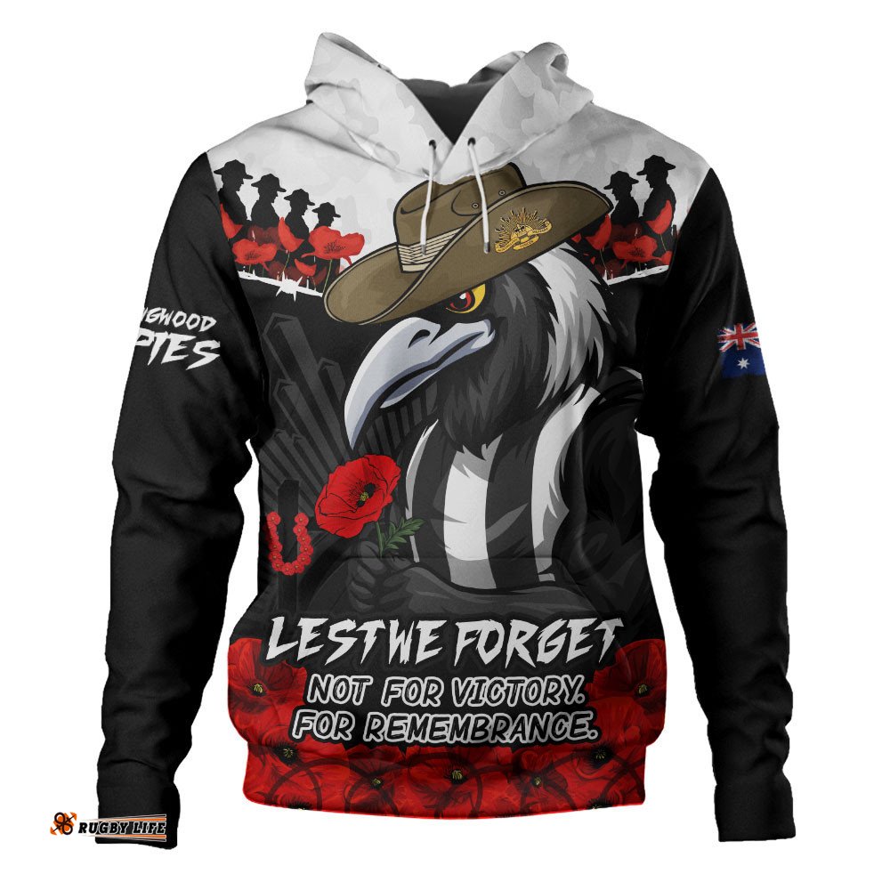 Collingwood Hoodie ANZAC Day Not For Victory For Remembrance