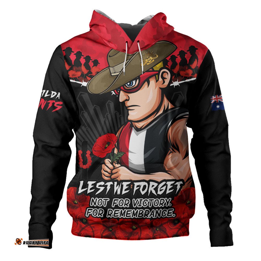 St Kilda Hoodie ANZAC Day Not For Victory For Remembrance