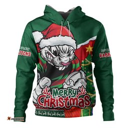South Sydney Rabbitohs Hoodie Santa Scoring Touchdown On Christmas Game Day