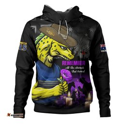Parramatta Eels Hoodie Anzac Day Purple Poppy And Animals That Served