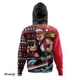St Kilda Hoodie Christmas Holiday Santa Rides The Waves