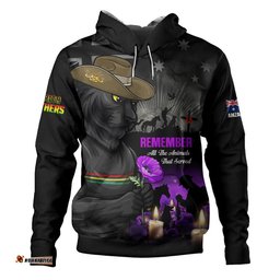 Penrith Panthers Hoodie Anzac Day Purple Poppy And Animals That Served